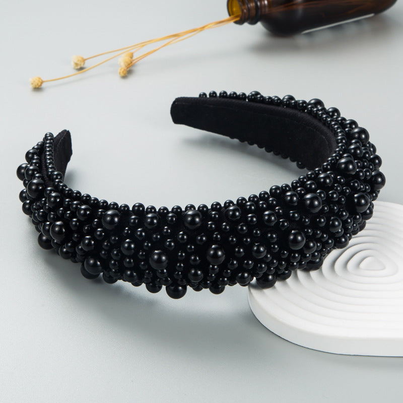 Wholesale Valentine's Day High Skull Sponge Pearl Wide Brimmed Headband